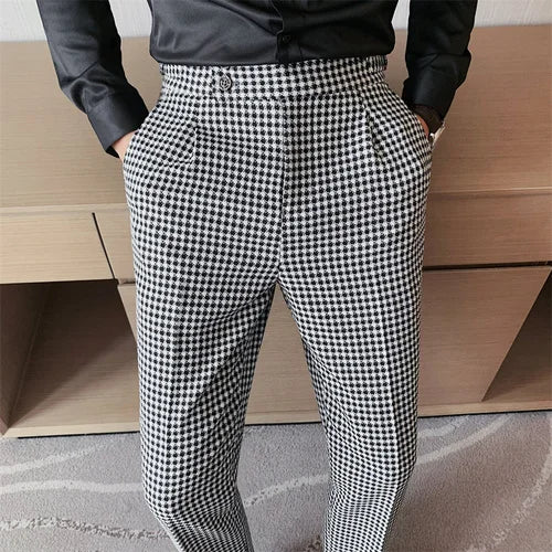 British Style Men High Waist Business Dress Pants Fashion Office pant