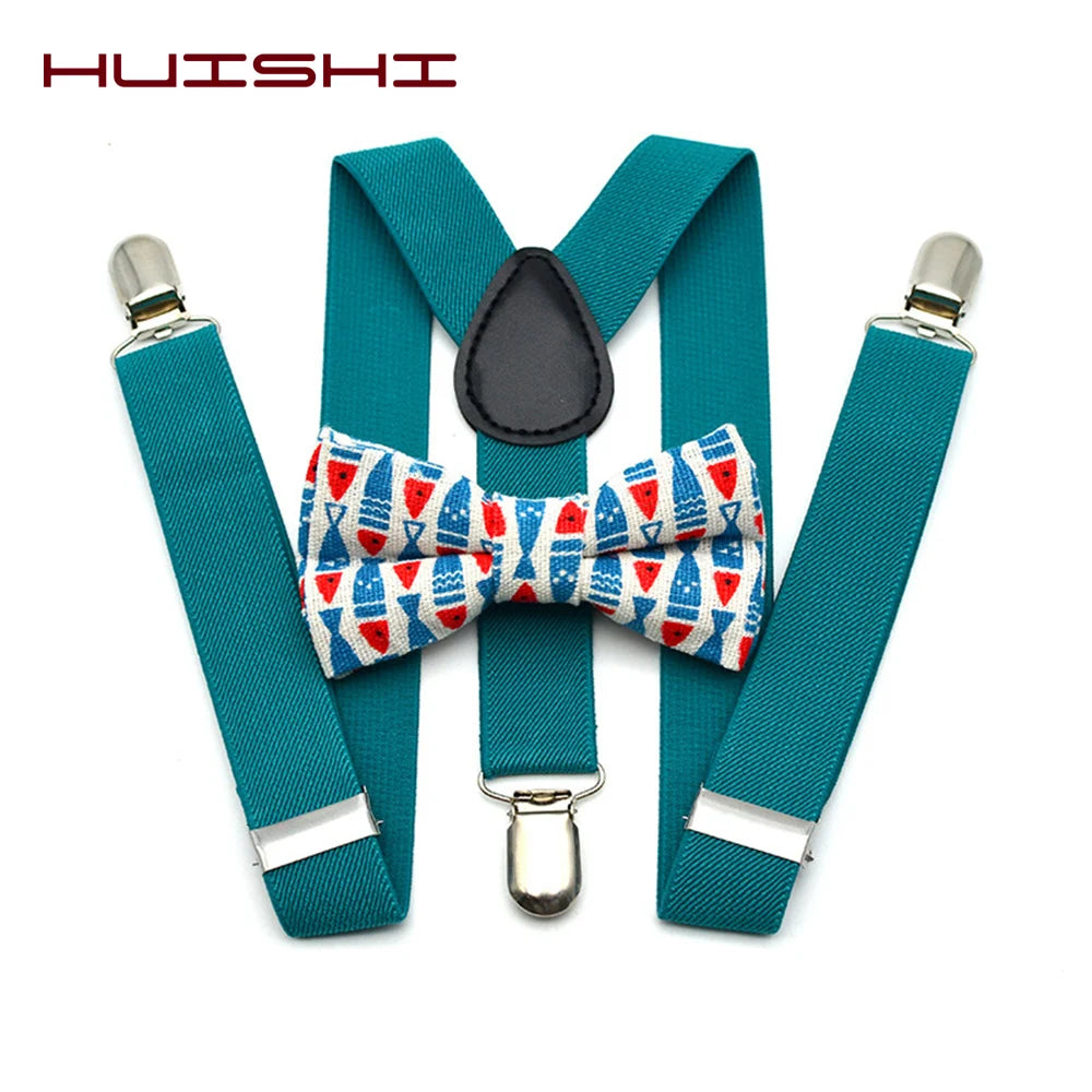 HUISHI Black Suspenders for Kids Christmas Wedding Accessories High Elastic