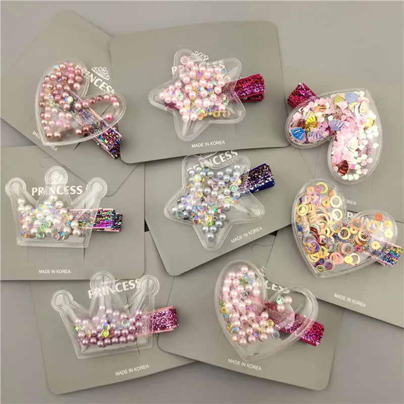 Glitter Star Crown Barrettes Hair Clips for Girls Hair Accessories Twinkle