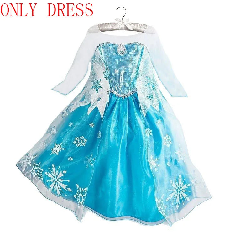 Princess Girl Dresses Snow Queen Elsa Costume for Kids Cosplay Dress Up