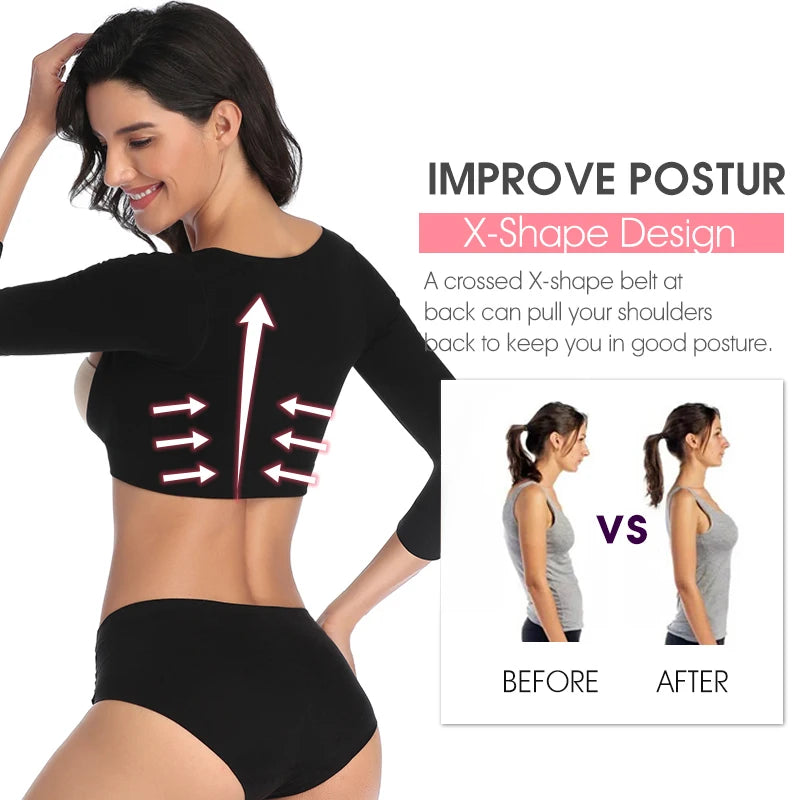 Upper Arm Shaper Post Surgical Slimmer Compression Sleeves Posture Corrector