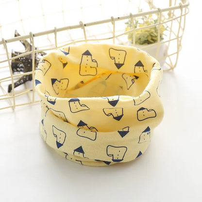 Korean Cotton Children's Scarf LIC Printed Cartoon Plaid Ring