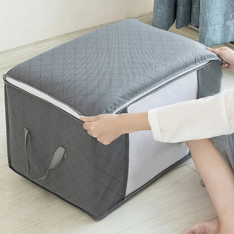 Foldable Storage Bag Quilt Storage Bags Pillow Clothes Closet Organizer