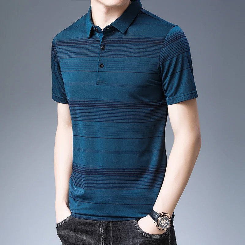 2022 Brand Casual Summer Striped Short Sleeve Polo Shirt Men Poloshirt Jersey