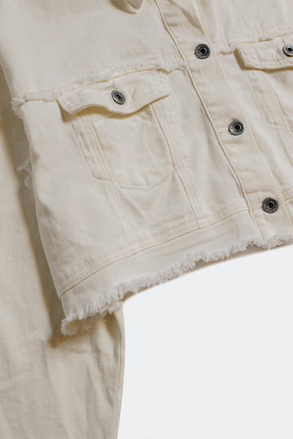 Cropped Denim Trucker Jacket in White