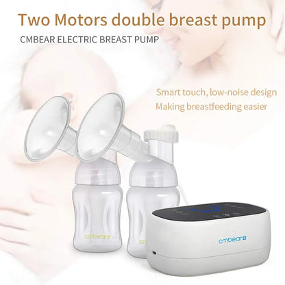 Double Motor Electric Breast Pump, Portable Pump, Rechargeable Battery, BPA-Free