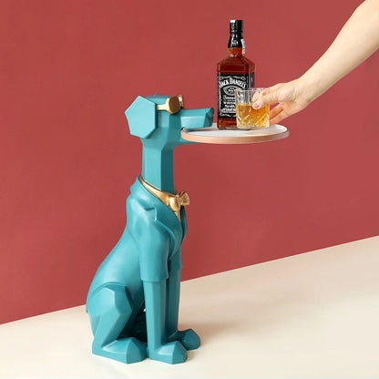 Cute Dog Sculpture  With Tray Holder Home Decor Sculpture Modern Art  Dog Statue