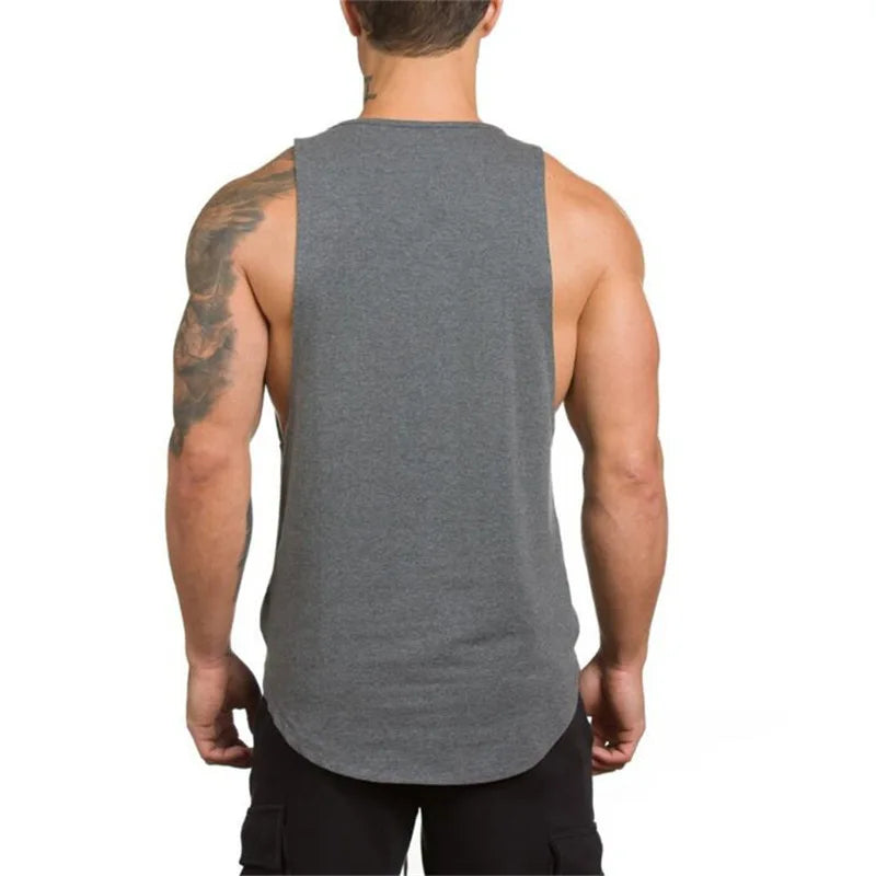 Cotton Sleeveless Shirts Tank Top Men Mens Singlet Bodybuilding Workout Gym Vest