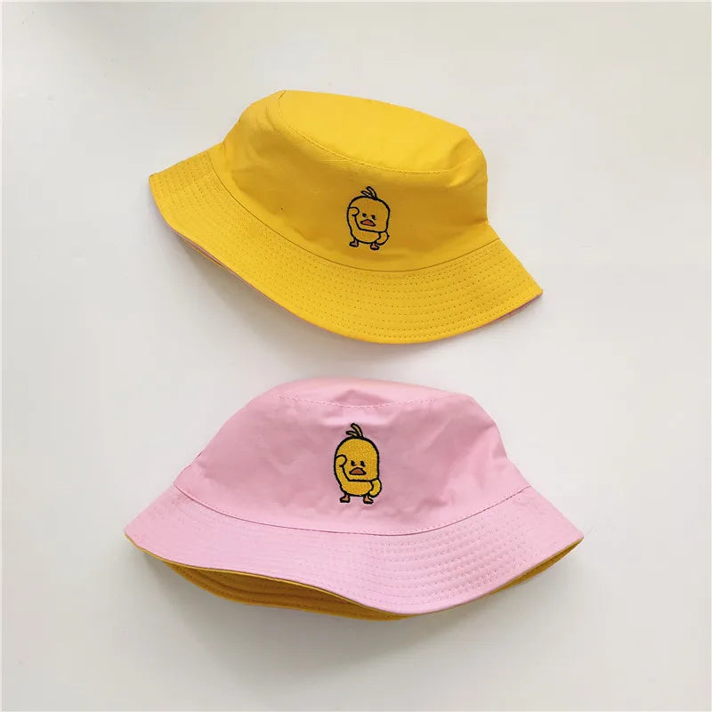 Reversible Black Yellow Duck Bucket Hat for Men Women Summer Sun Hat