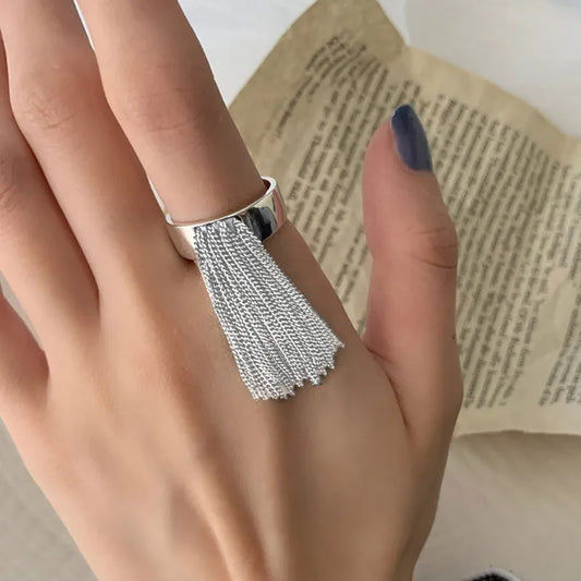 Punk Tassel Rings for Women Elegant Charm Vintage Unique Ring Tassel Ring