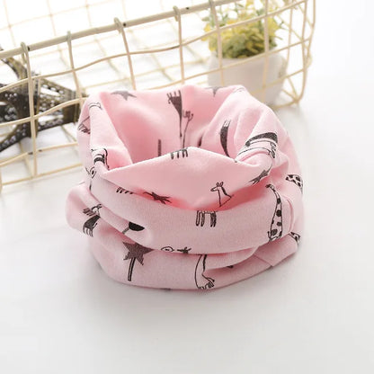 Korean Cotton Children's Scarf LIC Printed Cartoon Plaid Ring