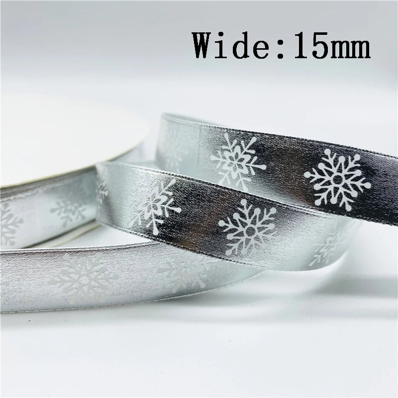 10mm 15mm 5yards Gold/Silver Christmas Decor Printed Christmas Ribbon