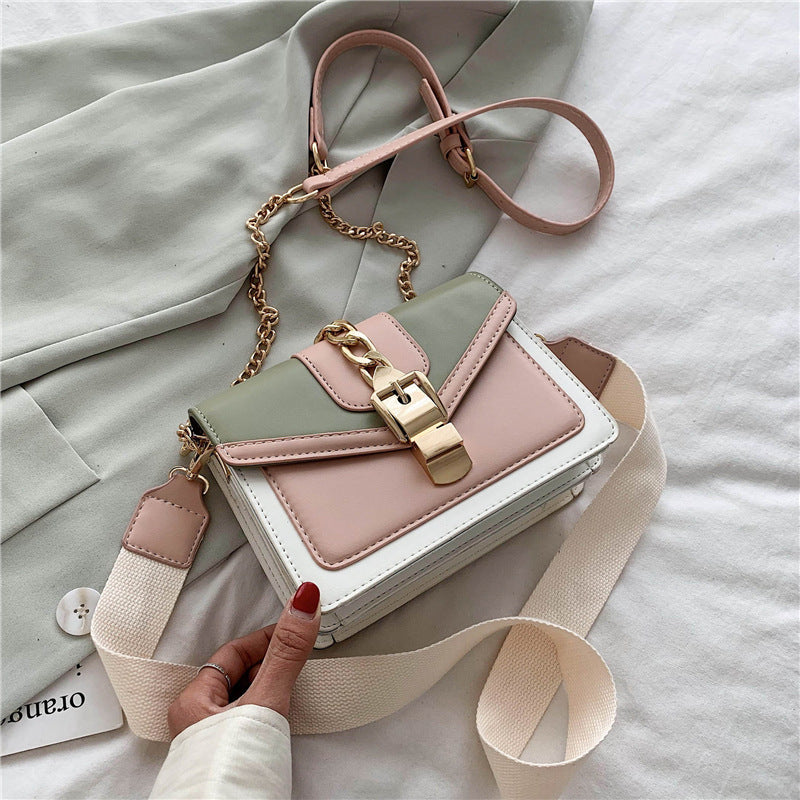 Luxury Designer Contrast Color  Ladies Shoulder Bag Women Small Square Handbags