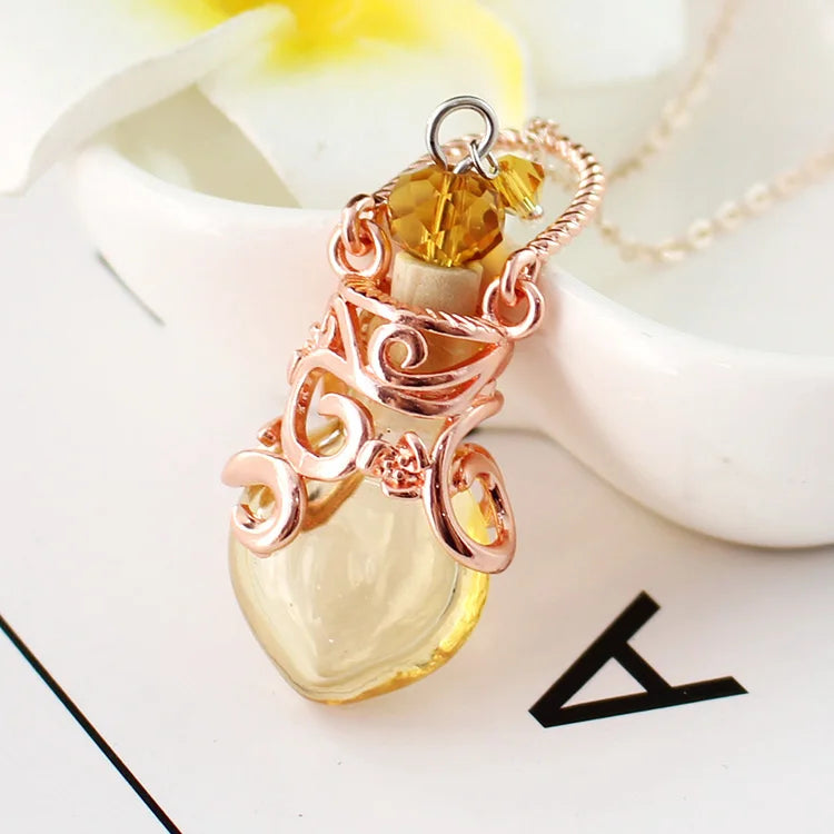 1PC Murano Glass Perfume Necklace Small Heart Essential Oil Bottle Pendants