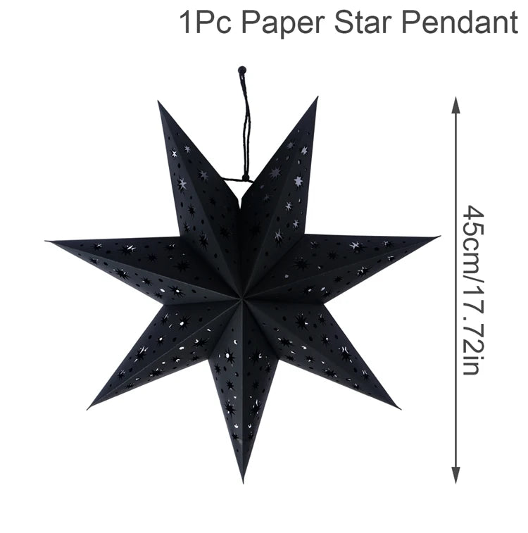 30-75cm Hollow Star Hanging Pendant Eid Mubarak Christmas Decoration 2024