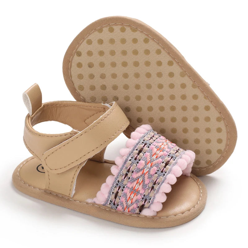 Summer Baby Girl Cute Flower Print Embroidered Sandal Soft