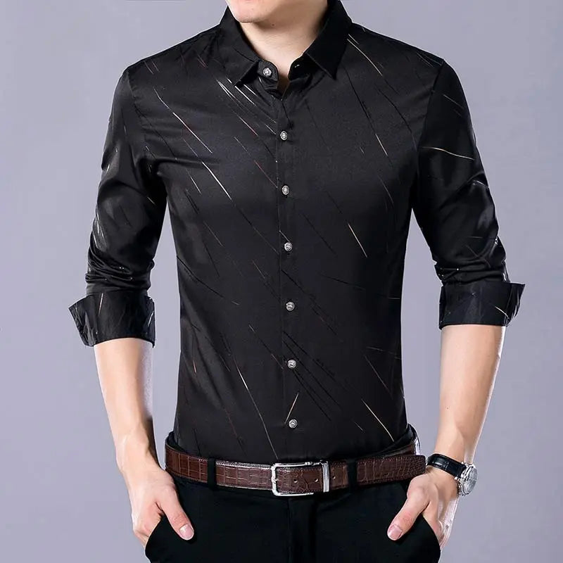 2022 Brand Fashions Casual Slim Fit Long Sleeve Men Shirt