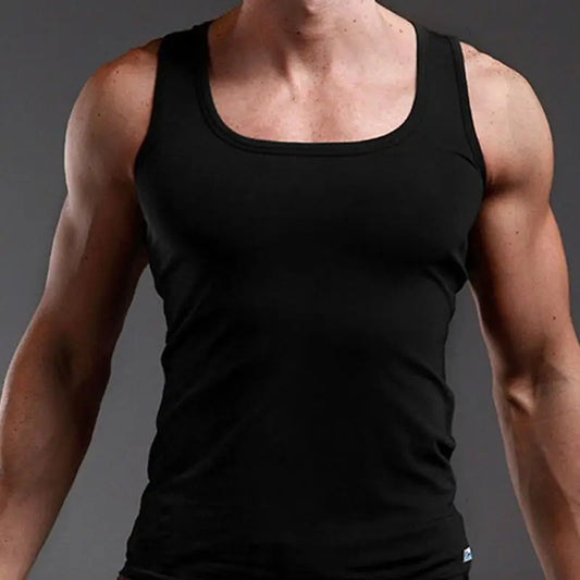 100% Cotton Mens Oversized T-Shirt Sleeveless Tank Top Solid Color Fitness