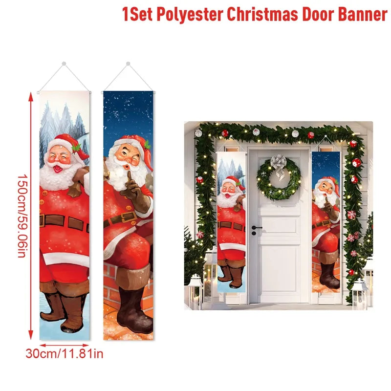 Christmas Door Decoration 2024 Merry Christmas Banner Decor for Home