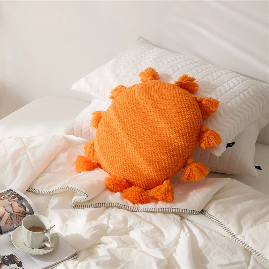 REGINA Cute Tassel Soft Round Seat Cushion Fluffy Kawaii Home Decor Cotton Bed