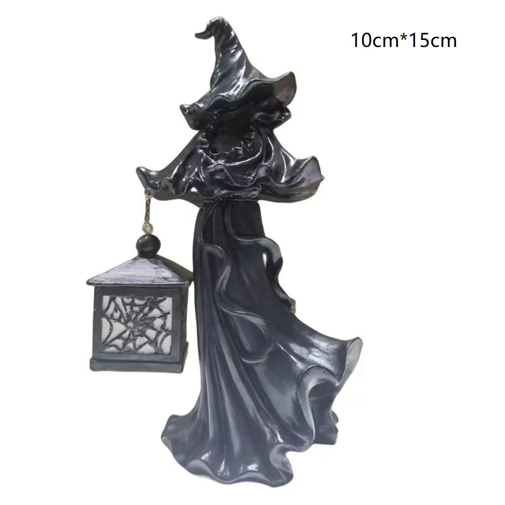 Flying Broomstick Witch Statue Retro Nordic Mysterious Magic Resin Home Decor