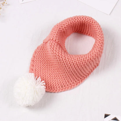 New Kids Winter Wool Collar Scarf for Children Knitted Collar With Ball