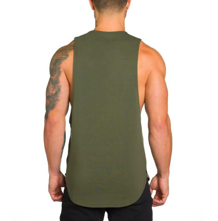 Cotton Sleeveless Shirts Tank Top Men Mens Singlet Bodybuilding Workout Gym Vest