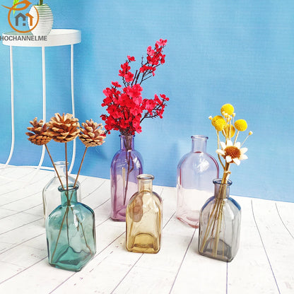 Colorful Glass Vase Transparent Simple Glass Bottle Table Crafts Ornaments