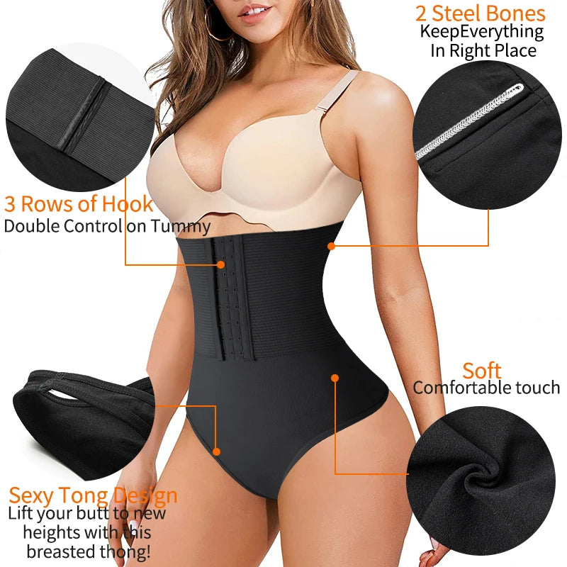 Women Waist Cincher Girdle Tummy Control Thong Panties Slimmer High Waist Body