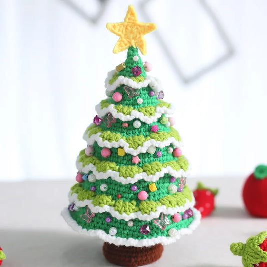 Handmade Crochet Christmas Tree and Apple Window Dressing Photography Handmade