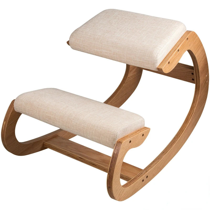 Ergonomic Rocking Wooden Kneeling Chair Stool Correct Posture Computer Chair