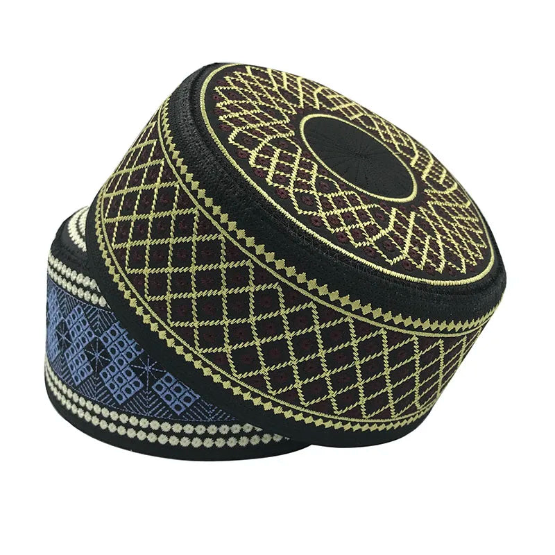 Muslim Hats Cotton Embroidery Islamic Men Prayer Arab Clothing Caps