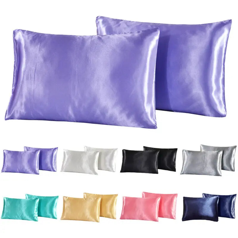 1Pc Queen Satin Silk Pillowcase Pillow Case Cover Home Bedding Smoothy Pillow