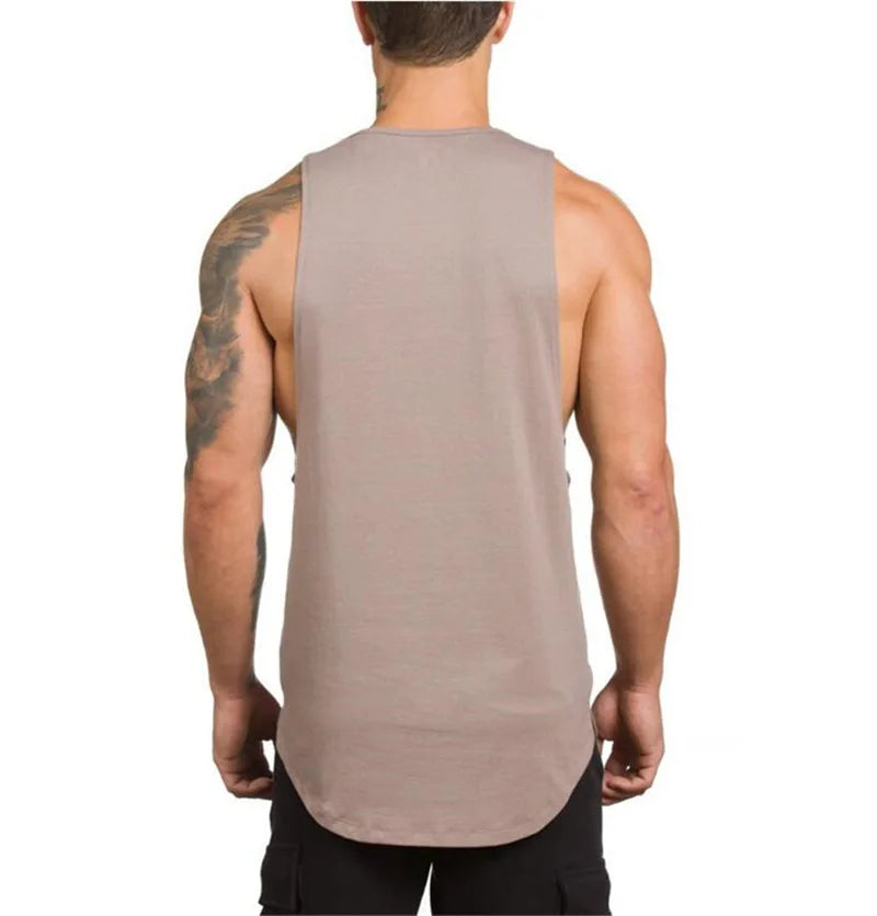 Cotton Sleeveless Shirts Tank Top Men Mens Singlet Bodybuilding Workout Gym Vest