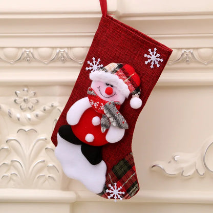 New Large Linen Christmas Socks Hanging Christmas Decorations and Gift Bag