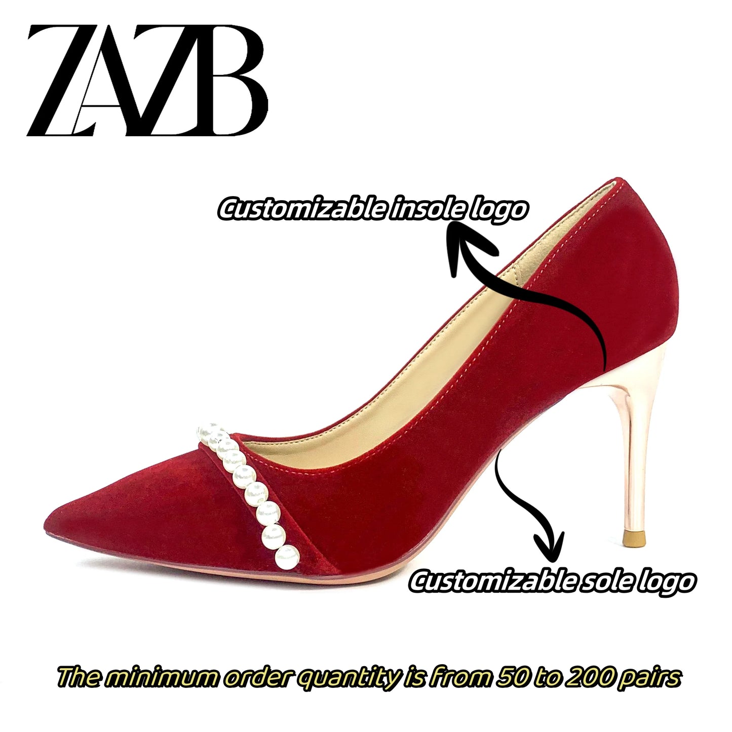 ZA Luxury Red Woolen Fabric Formal Office for Ladies High Heel Shoes Women