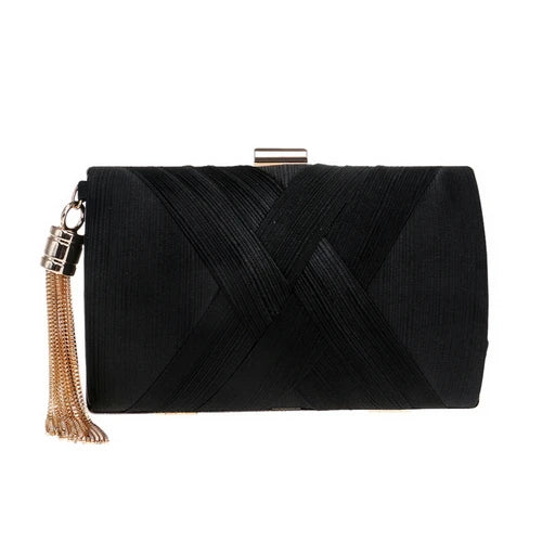 SEKUSA Fashion Women Bag Tassel Metal Small Day Clutch Purse Handbags Chain