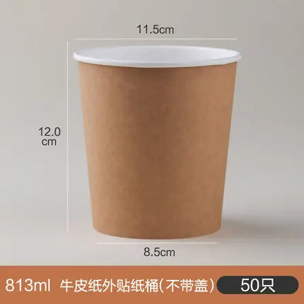 50pcs/Pack Large Capacity Disposable Kraft Paper Bowl