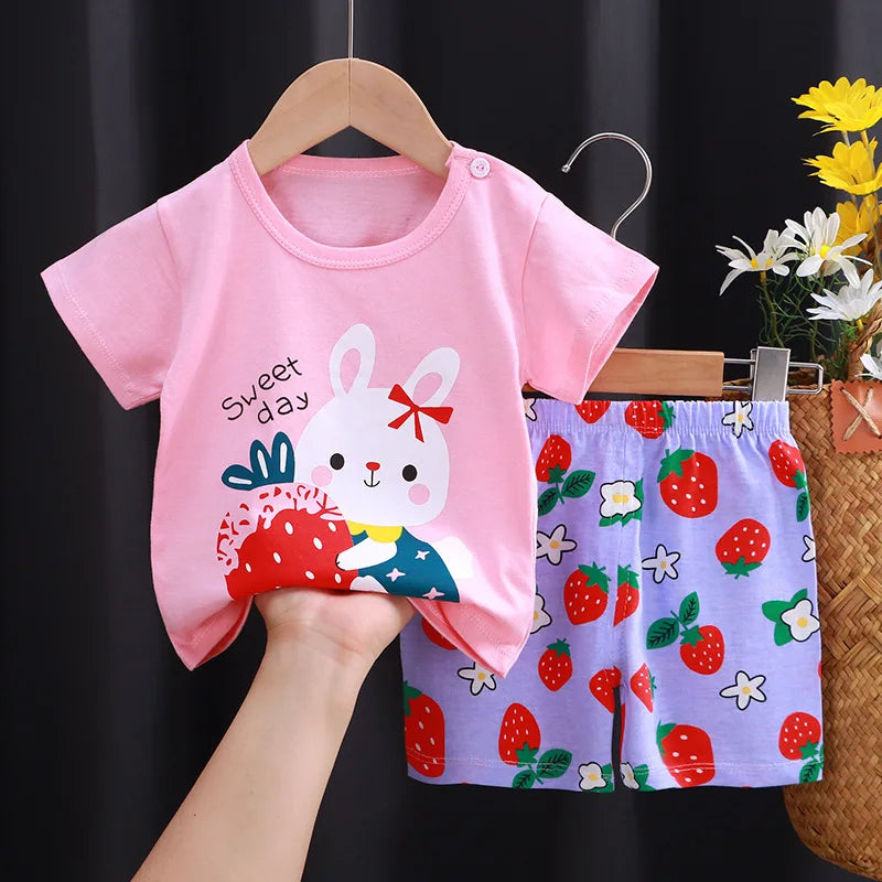 Fashion Baby Girls Clothes Summer Baby Girls Sets Cute Girls T-Shirt + Shorts