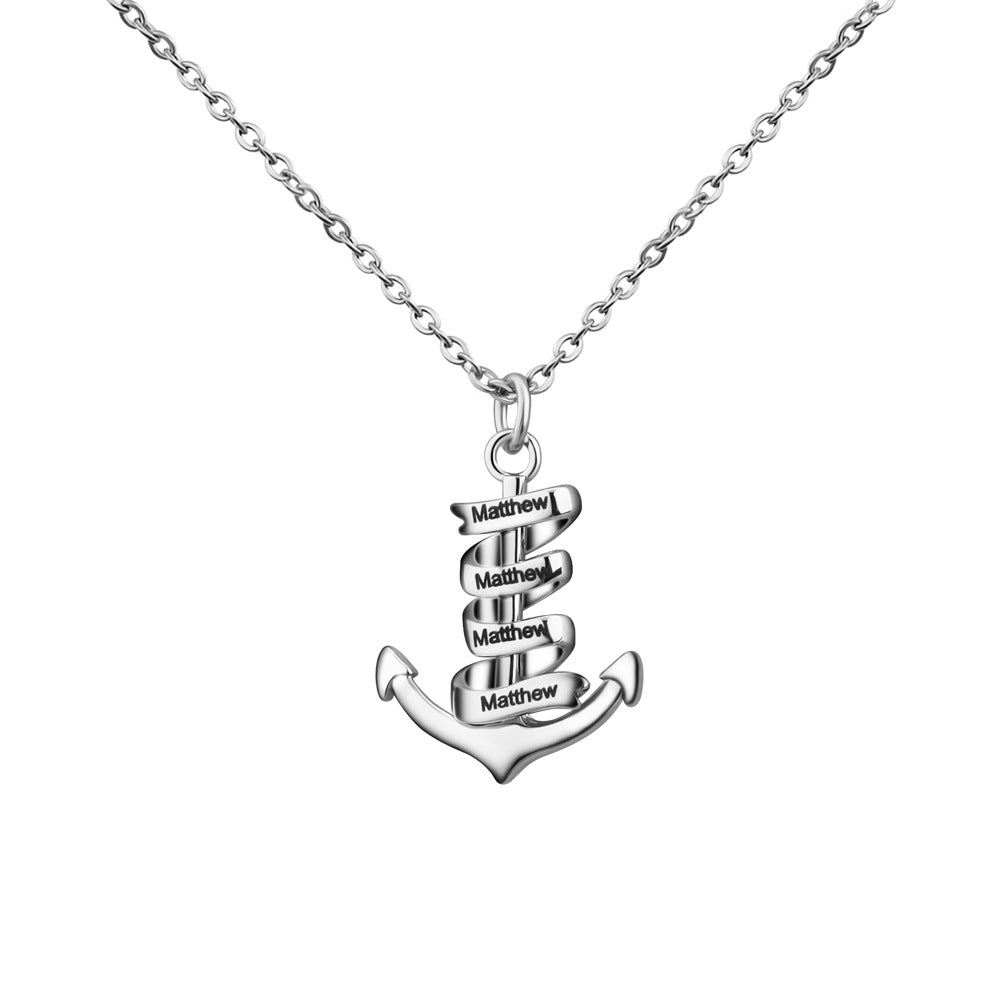 Custom Name Engraved Anchor Necklace