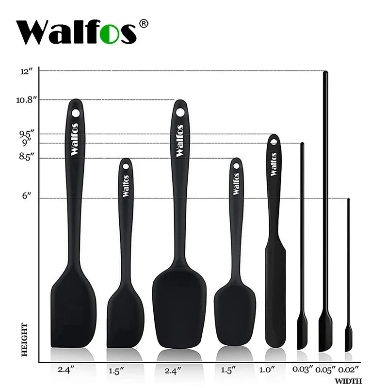 WALFOS Kitchen Utensil Cooking Tools Silicone Spatula Set Spoon Cake Spatulas