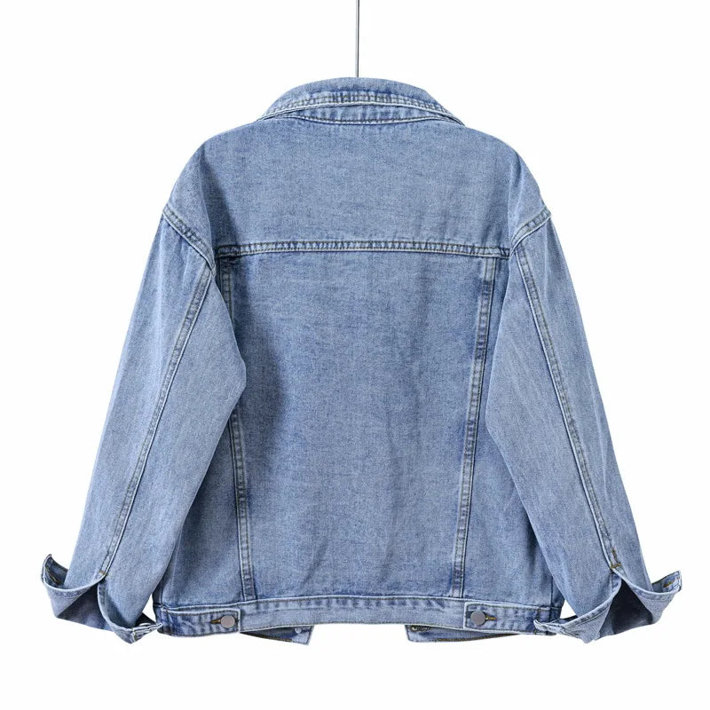 Vintage Women Jacket 2023 Autumn Winter Oversize Denim Jackets Blue Jeans