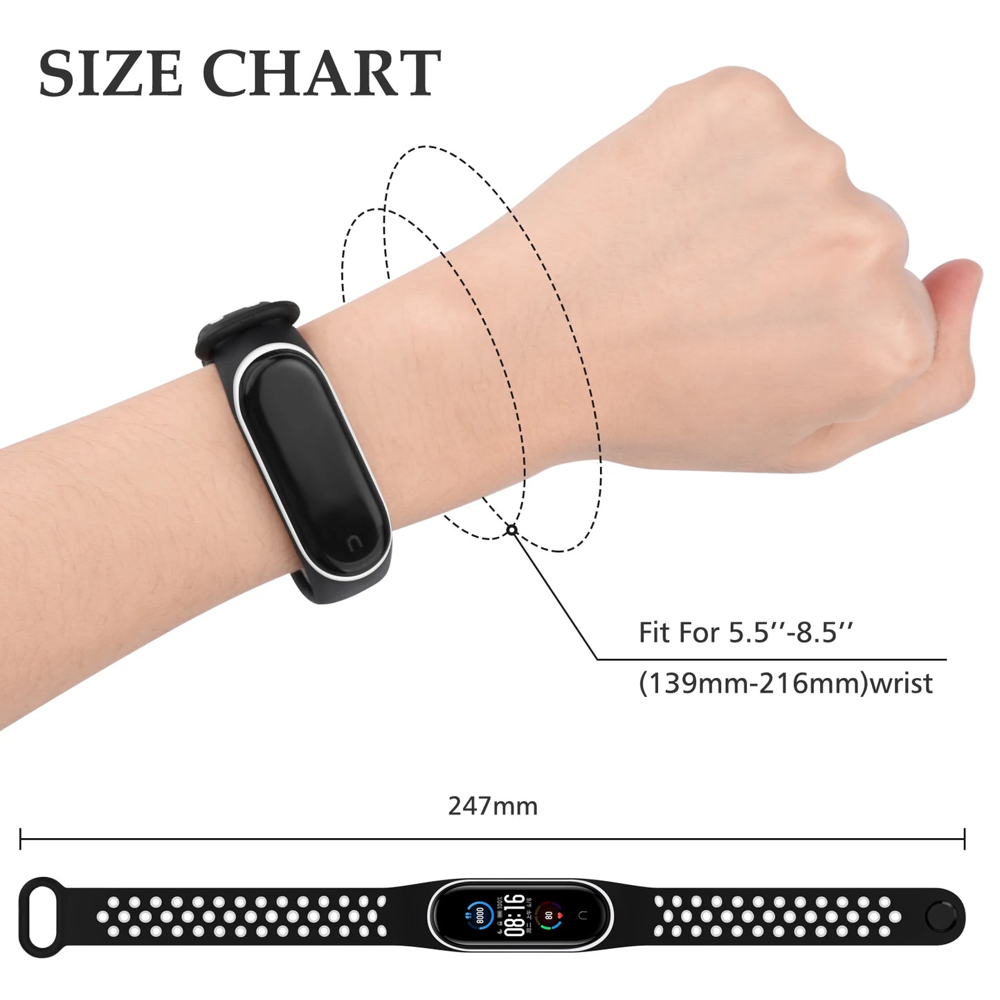 Strap for Xiaomi Mi Band 6 5 Silicone Anti-Sweat Replacement Wrist Strap