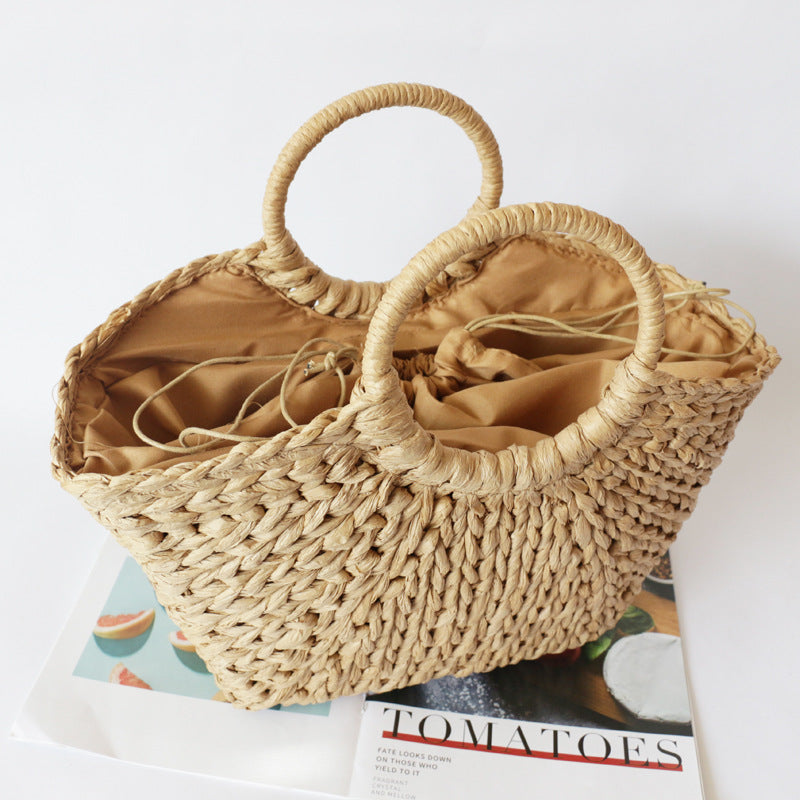 Summer Handmade Bags for Women Beach Weaving Top Handle Handbags Totes