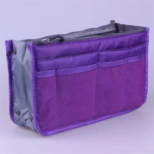 Nylon Cosmetic Bags for Women Tote Insert Double Zipper Makeup Bag Toiletries