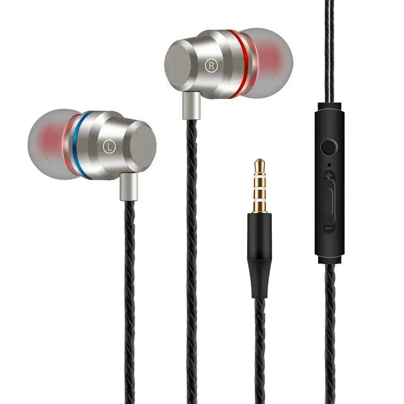 Aux 3.5mm Wired Headphones Microphone In-Ear Music Sports Stereo Earphones Noise