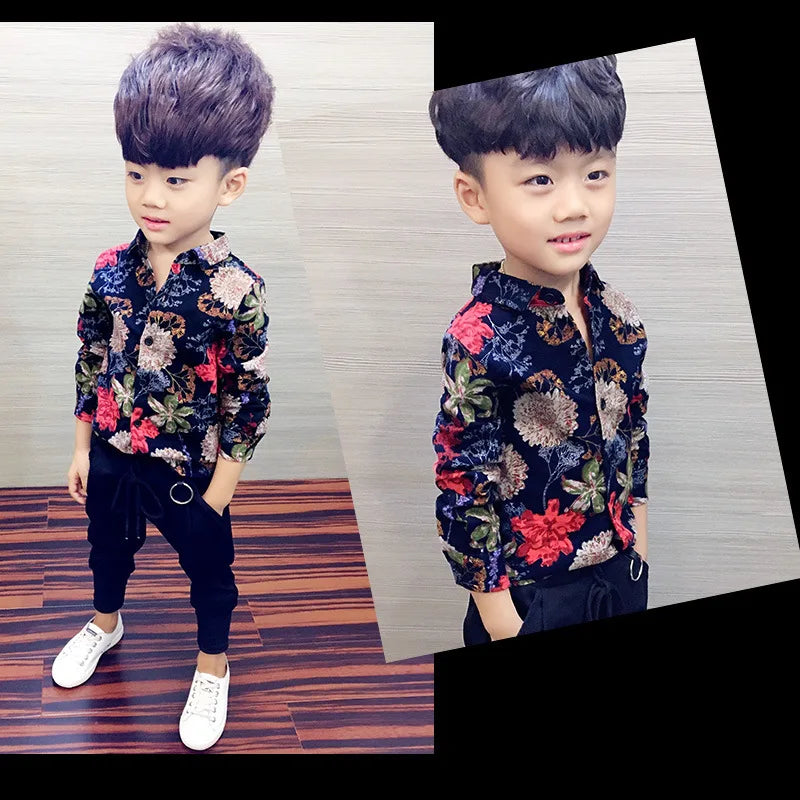 Boys Shirt Children's Clothing New 2022 Spring and Autumn Long-Sleeved Shirt