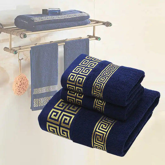 Cotton Towel Set Bathroom Geometric Pattern Bath Towel for Adult Face Hand Towel