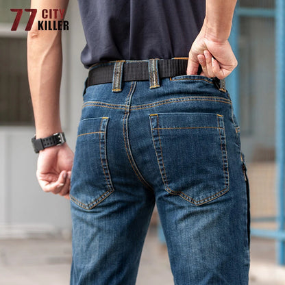 77City Killer Military Denim Pants Men Tactical Cargo Elasticity Joggers Male