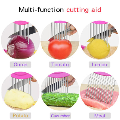 2019 New Kitchen Gadgets Onion Slicer Tomato Vegetables Safe Fork Vegetables